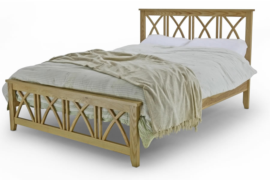 View 46 Double Solid Oak Shaker Bedframe High Footend Sprung Slatted Bed Base Gothic Arched Inset Panels Centre Leg Support Ashby information