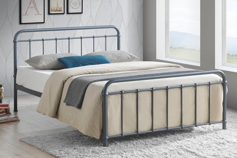 Miami 4'6'' Double Grey Metal Bed Frame