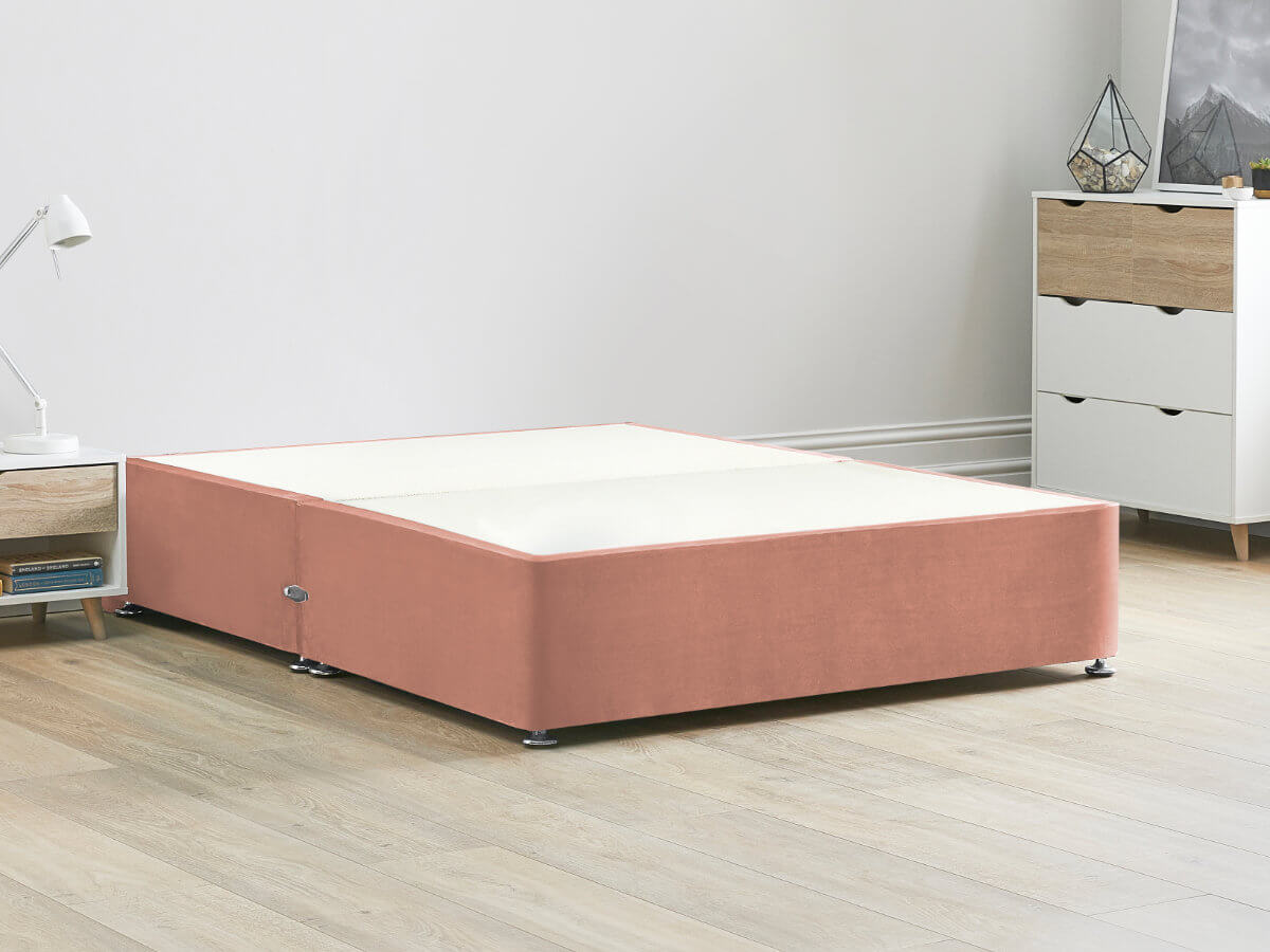 View Platform Top Divan Bed Base 50 King Size Pink Solid Sides Ends Chrome Fixed Glide Feet 16 41cm Height Base information