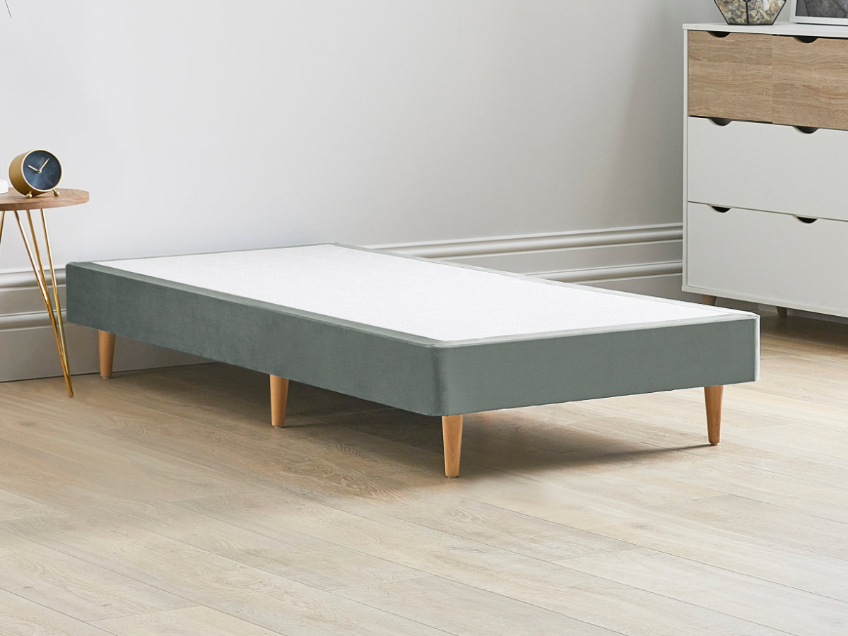 View 12 High Divan Bed Base On Wooden Legs 26 Small Single Clay Grey Solid Sides Ends Beech Tapered Wooden Leg information