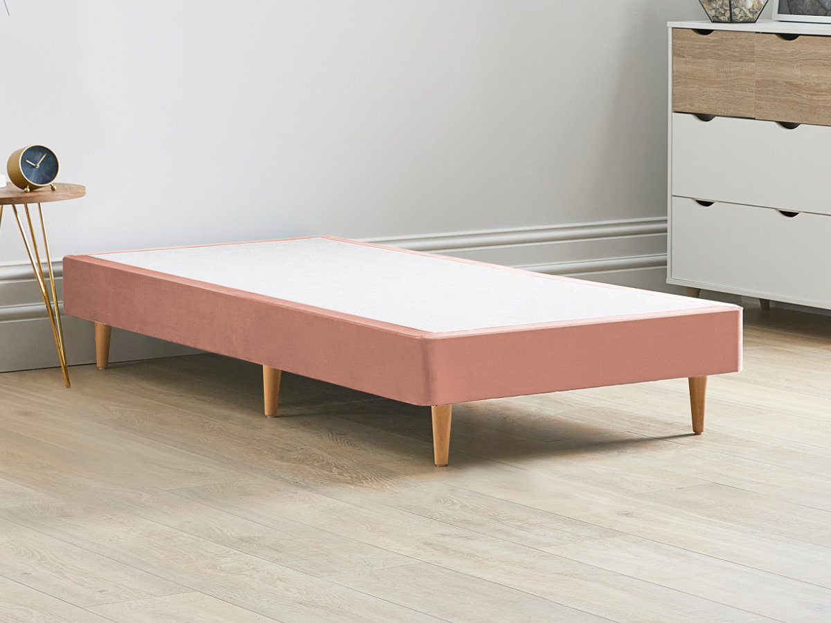 View 12 High Divan Bed Base On Wooden Legs 30 Standard Single Pink Solid Sides Ends Beech Tapered Wooden Leg information