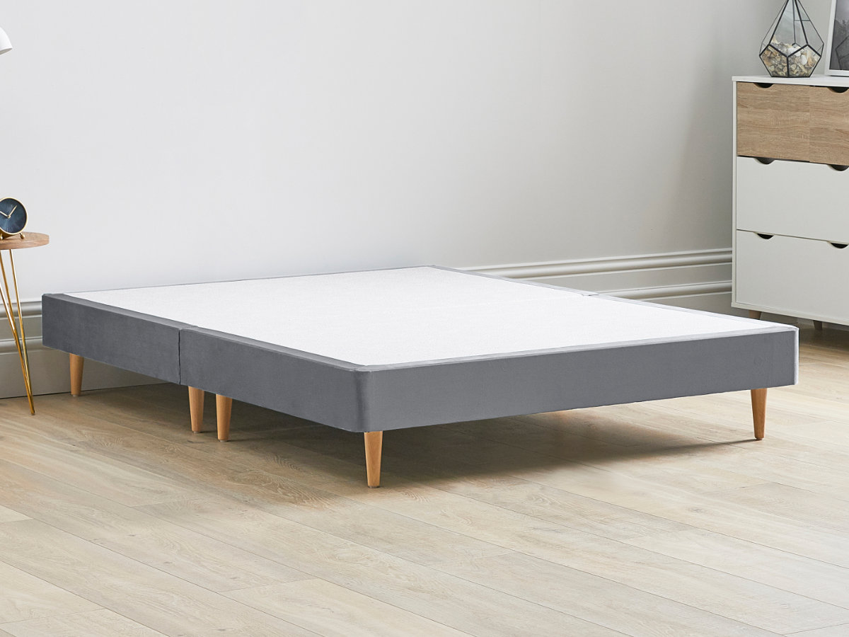 View 12 High Divan Bed Base On Wooden Legs 40 Small Double Titanium Grey Solid Sides Ends Beech Tapered Wooden Leg information