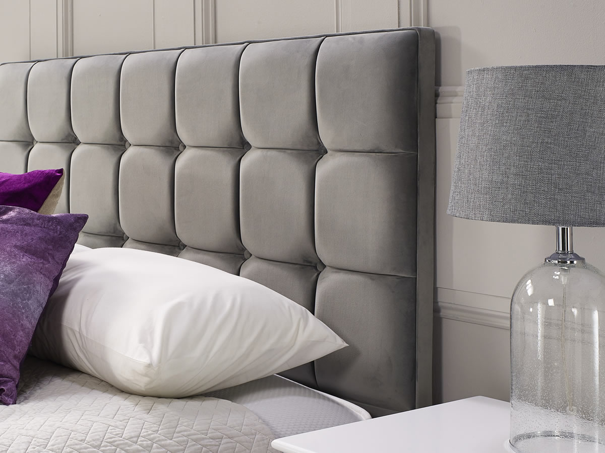 View Pink 30 Single Contract Fabric Headboard Multiple Square Design Buttoned Detail Quad information