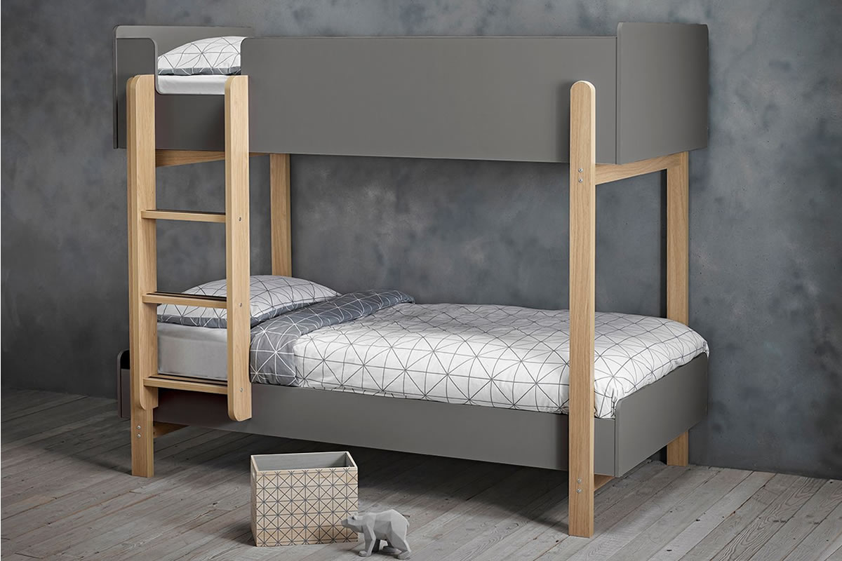 View Modern Bunk Bed Available in Matt Grey White Hero information