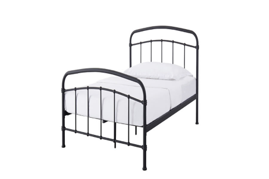 View 30 Single Size Metal Black Coloured Hospital Look Bed Frame Robust Metal Construction Strong Slatted Base Slatted Head And Foot End information