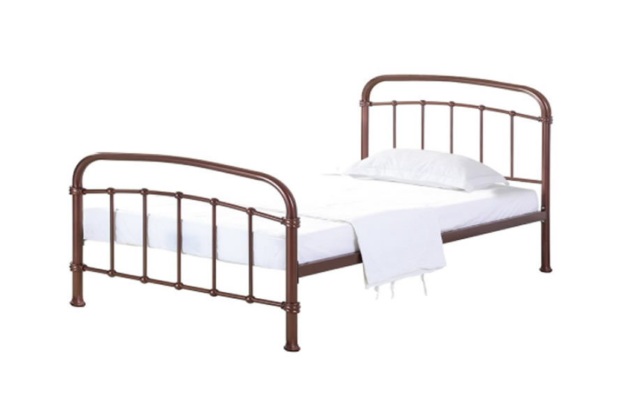 View 50 King Size Metal Copper Coloured Hospital Look Bed Frame Robust Metal Construction Strong Slatted Base Slatted Head And Foot End information