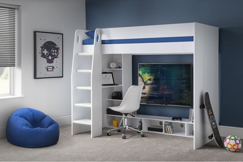 Nebula Gaming Bed with Desk - White 