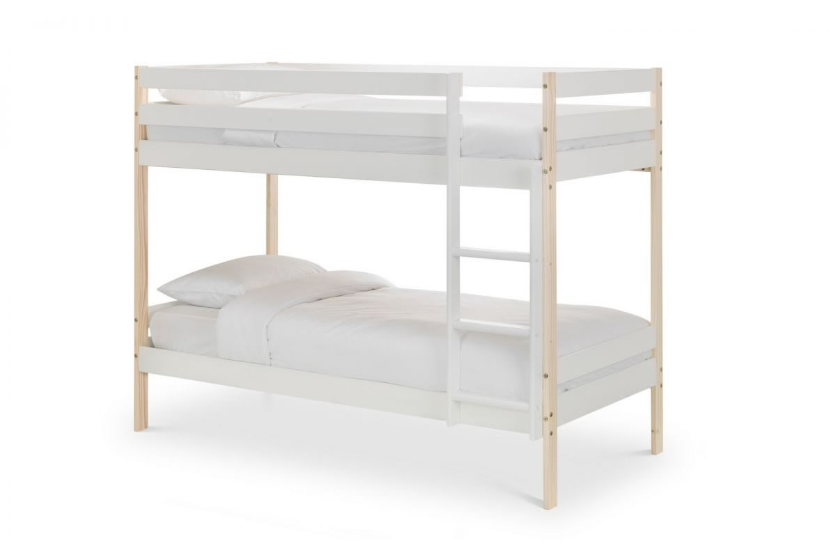 View Nova 30 Single 2Tone White And Pine Wooden Bunk Bed With Ladder Crafted From Solid Pine And MDF information