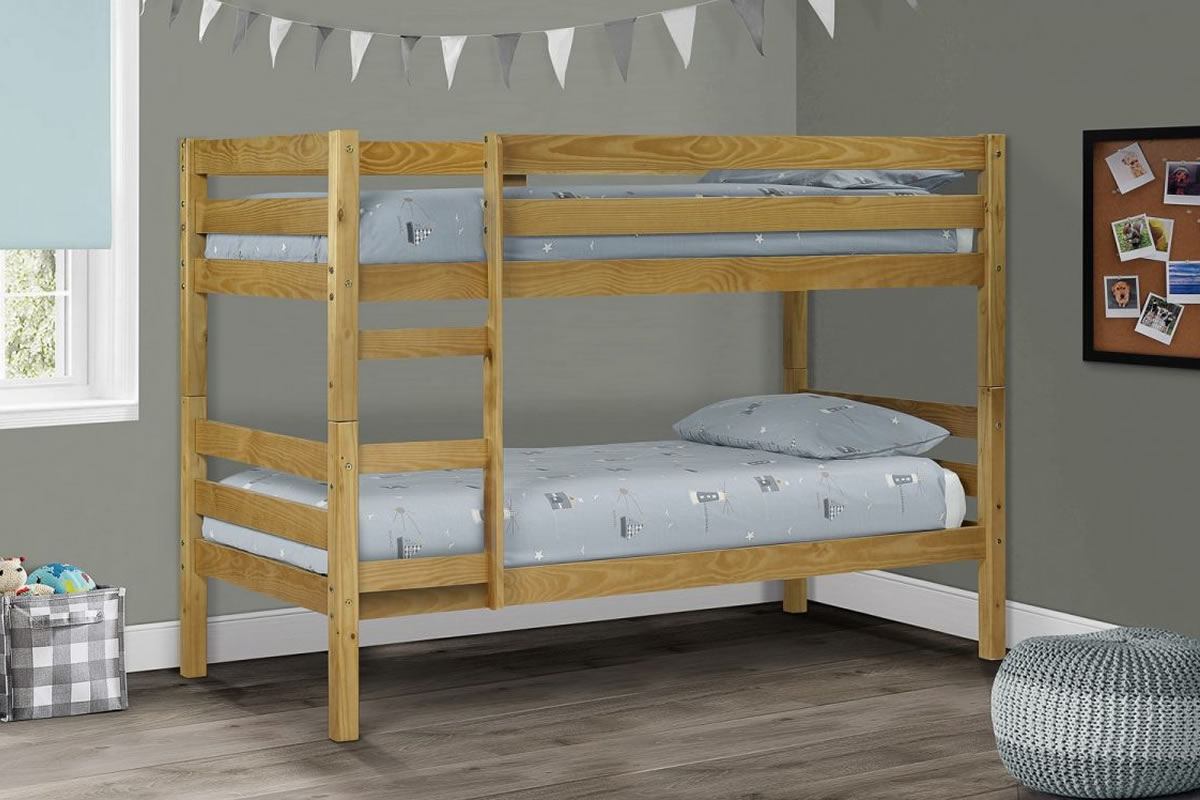 View Wyoming 30 Single Antique Pine Wooden Bunk Bed With Ladder Solid Pine Slatted Base Sleeps Two Children information