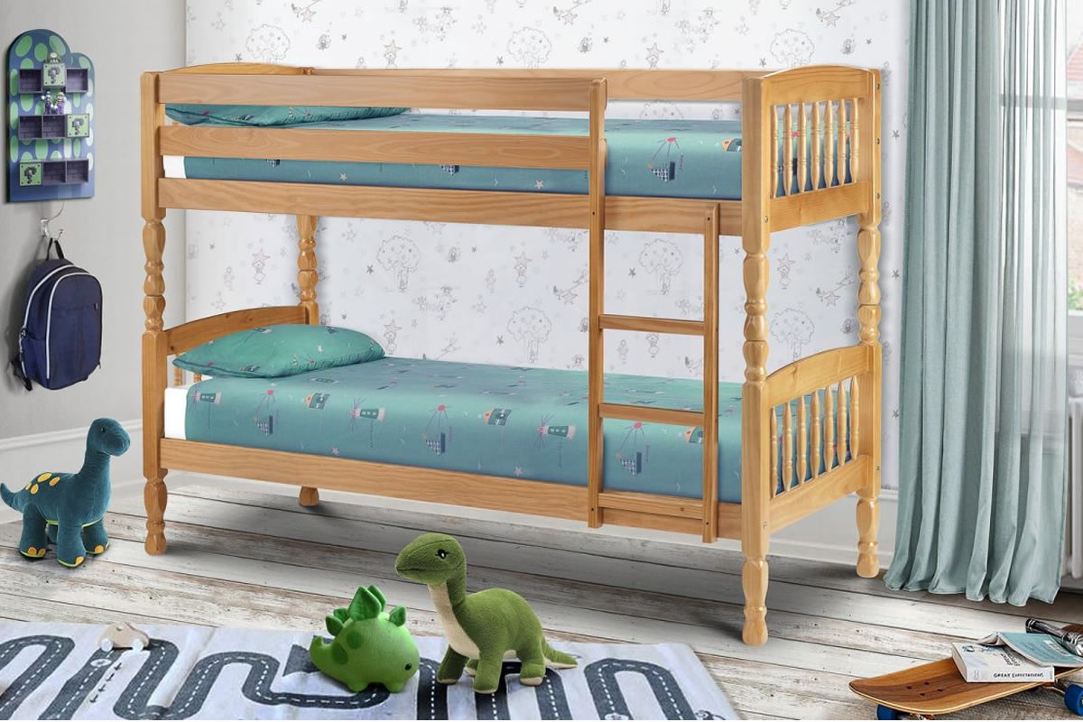 View Antique Pine Finish Wooden Bunk Bed 26 Small Single Lincoln information