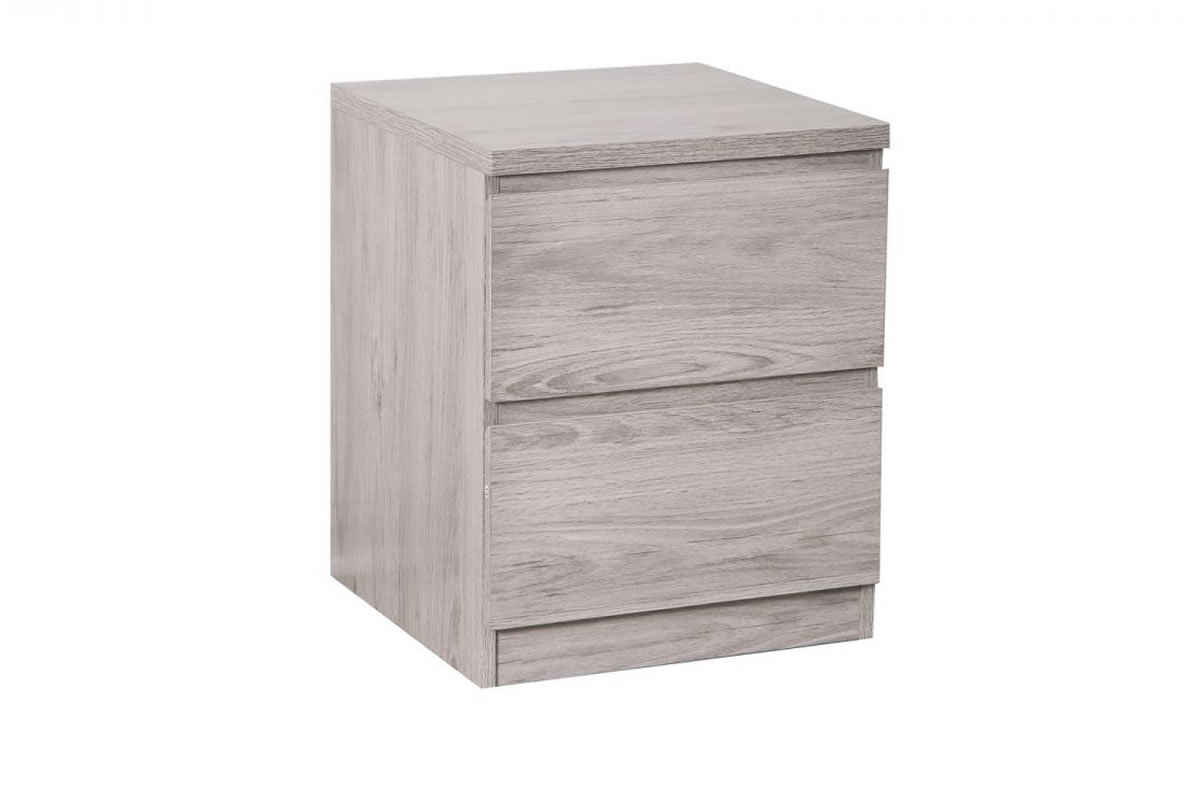 View Wooden 2 Drawer Bedside Chest Available In White Oak Or Grey Oak Jupiter information