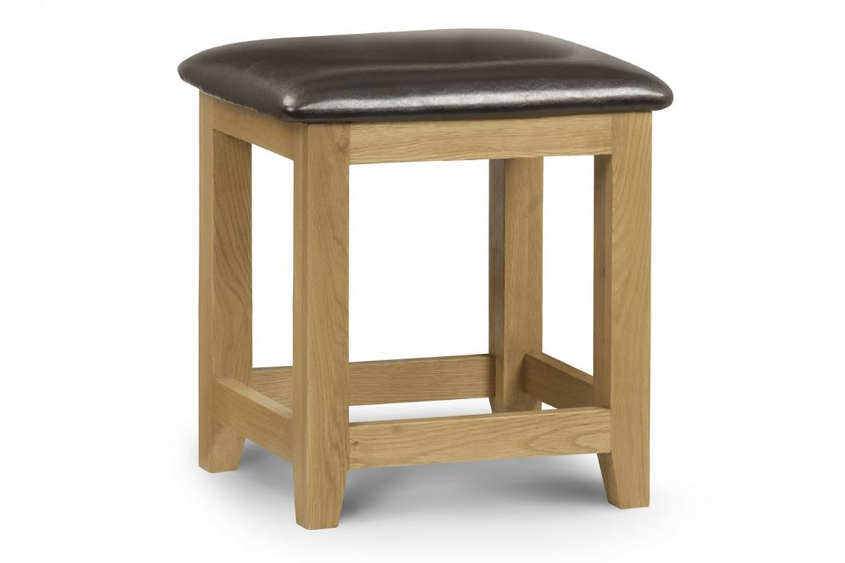 View Solid Oak Dressing Stool Honey Coloured Frame With Deeply Padded Soft Faux Leather Seat Matches Marlborough Bed Room Range information