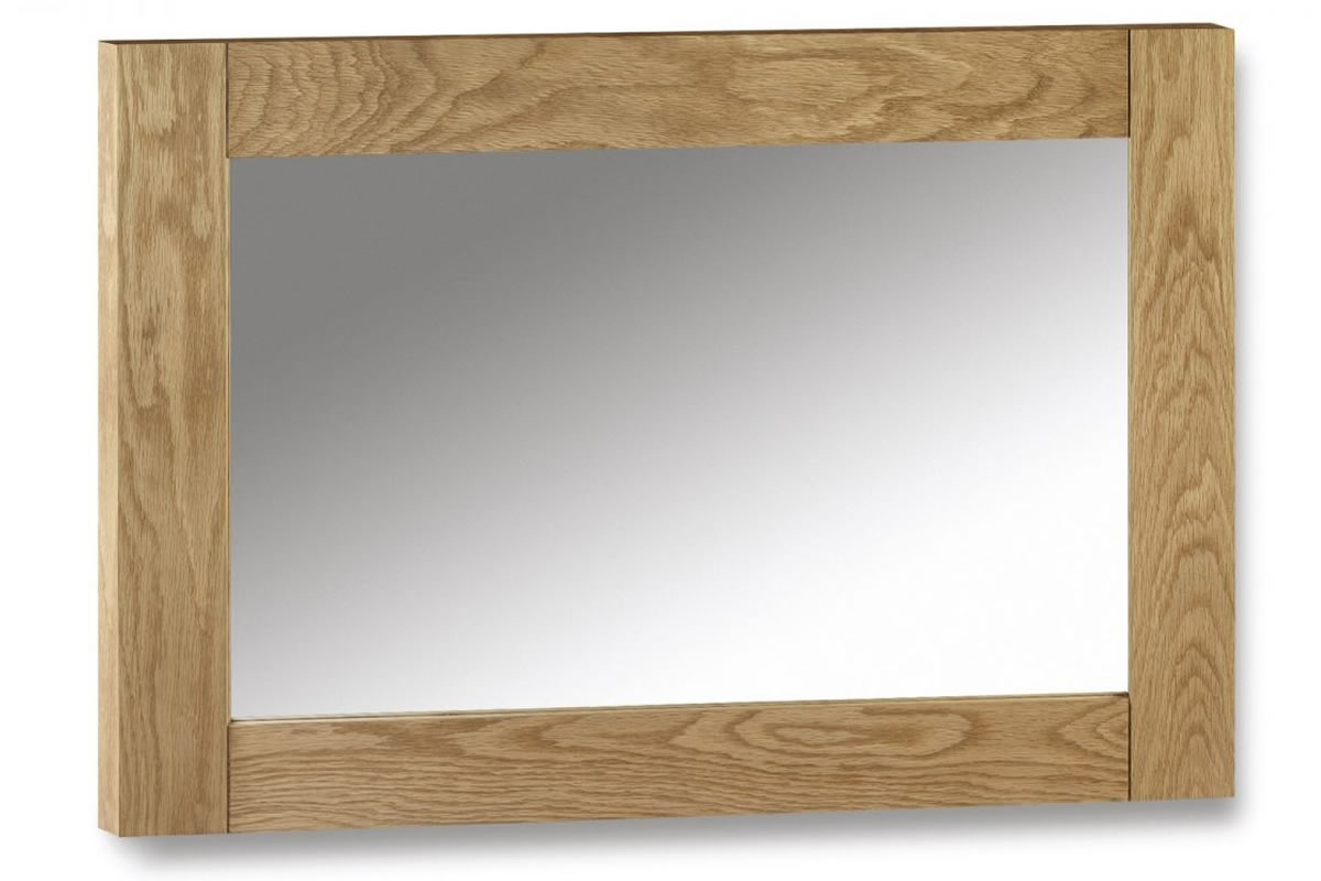 View Solid Oak Plain Wall Mirror Honey Oak Chunky Frame Finished In Antique Wax Can Be Hung Portrait Or Landscape Marlborough Bedroom Range information