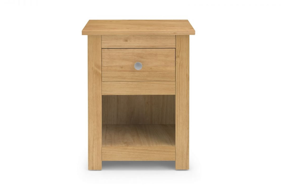 View Pine 1 Drawer Bedside Chest Silver Handles Radley Waxed Pine information